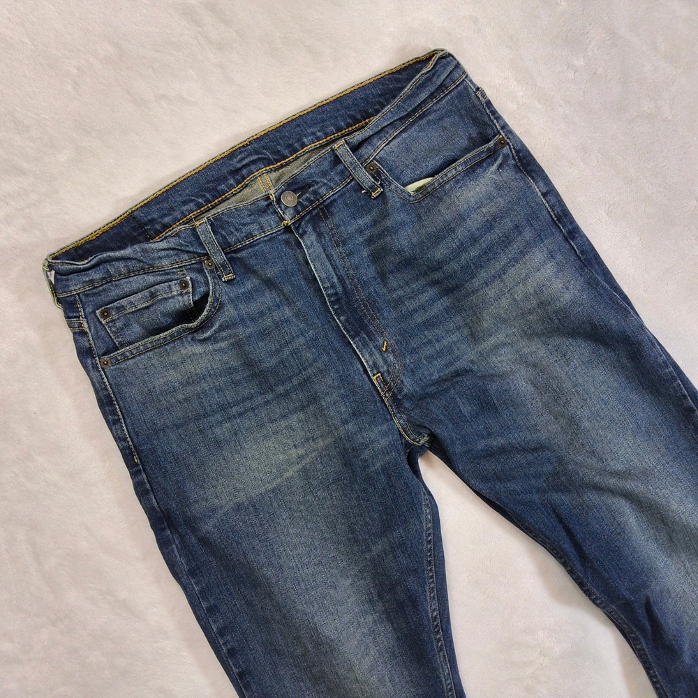 Levi's 513 Slim Straight Jeans Mens 36x30 Blue Medium Wash Denim Whiskered